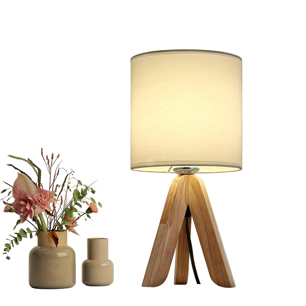 Minimalistische Dreibein-Tafellamp – Moderne Houten Accentlamp voor Slaapkamer & Woonkamer