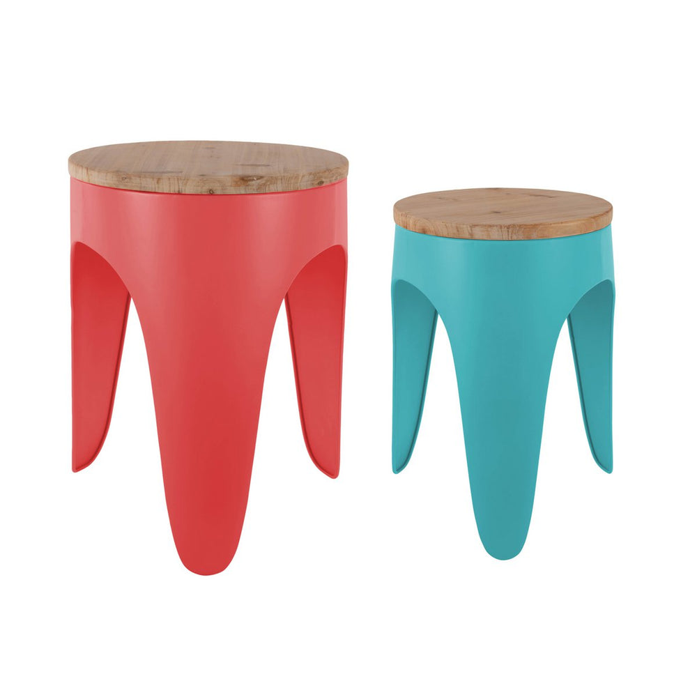 Krukjesset Dubbel Funky – Kleurrijke Retro Houten Top voor Woondecoratie