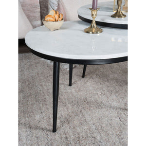 Salontafel Melle – Rond Wit Marmer & Metaal – 55 cm