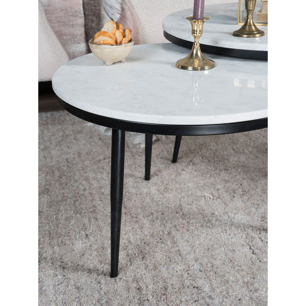 Salontafel Melle – Rond Wit Marmer & Metaal – 55 cm