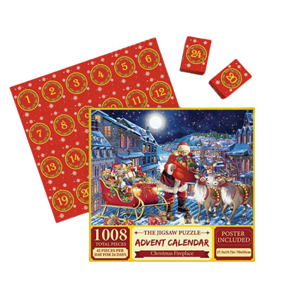 Puzzel Adventskalender 2025 – 1008 Stukjes | 24 Dagen Plezier