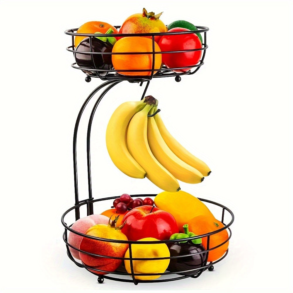 2-Laags Fruitmand met Bananenhouder – Stijlvolle Opbergmand voor Fruit & Groenten 🍌