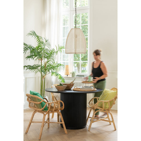 J-Line Eettafel Vincent Ø120 cm – Rond Zwart Mangohout – Modern Sculpturaal Design