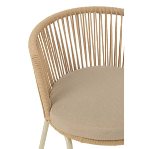 J-Line Toa Eetkamerstoel – Metaal & Koord – Beige – Comfort & Design