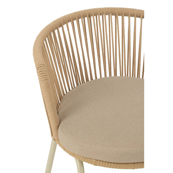 J-Line Toa Eetkamerstoel – Metaal & Koord – Beige – Comfort & Design