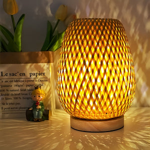 Boho LED Tafellamp – Dimbare Bamboe Nachtlamp voor Gezellige Sfeer in de Slaapkamer
