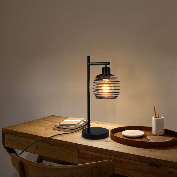 Verstelbare Retro Industriële Tafellamp – Vintage Bureaulamp met E27 Fitting, Zwarte Afwerking