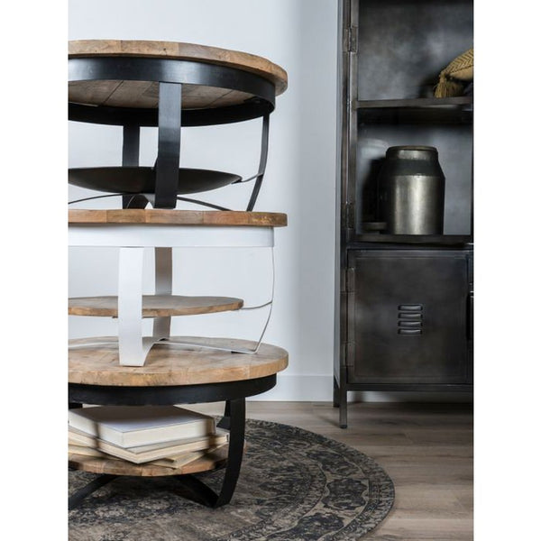 Salontafel Clamon – Rond Mangohout & Metaal – 90 cm