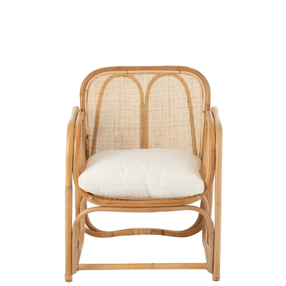 J-Line loungestoel met kussen – rotan – bruin – 65x63x65cm
