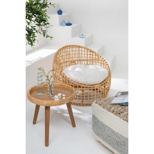 J-Line Stoel Lise Met Kussen – Rotan Naturel – Gezellige Loungefauteuil in Wit