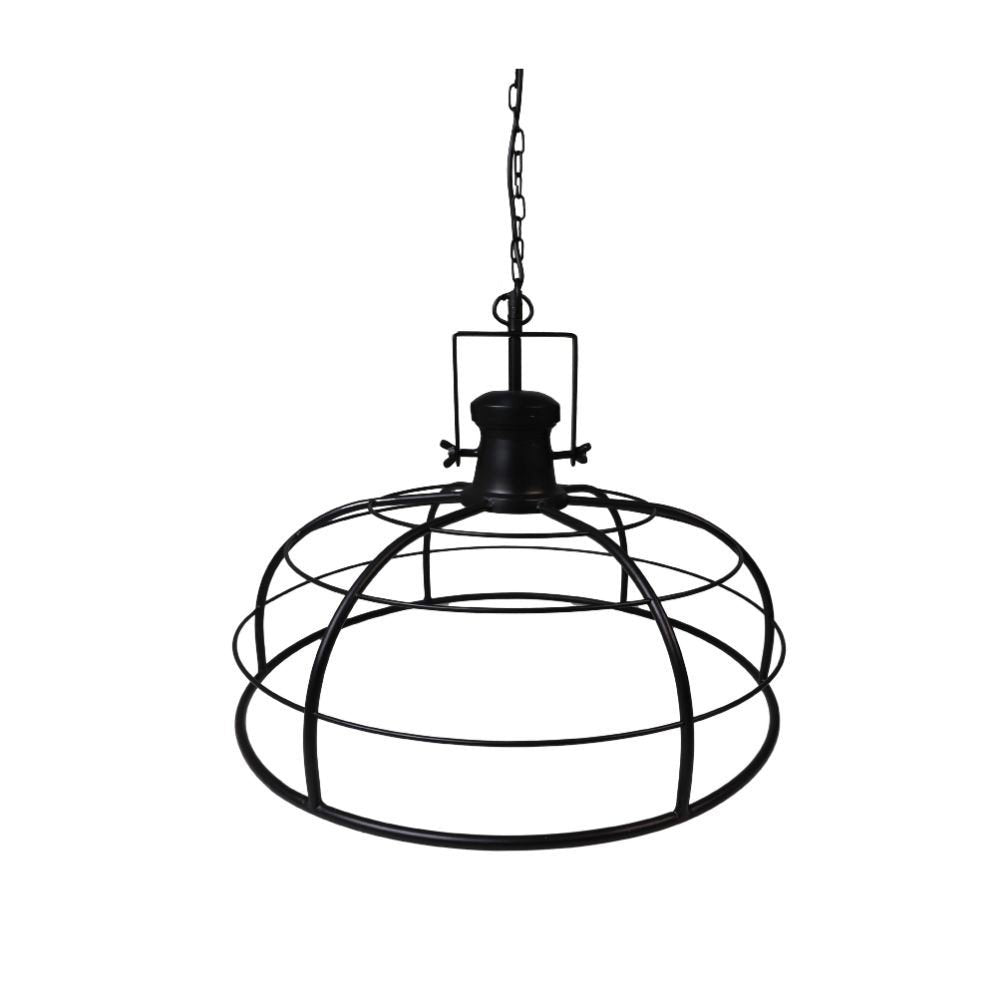 Industriële Hanglamp Ø60 cm – Zwart Metaal – Stoere Open Kooi Lamp