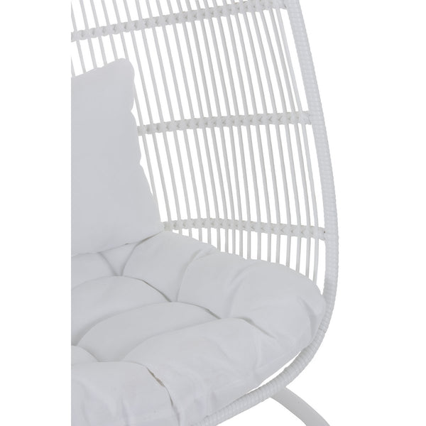 J-Line Hangstoel Ovaal – Staal – Wit – 119×105×193 cm – Luxe loungestoel met kussen