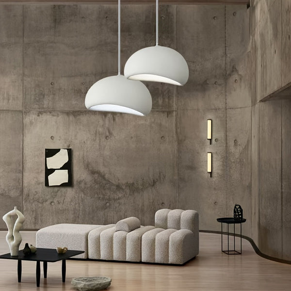 Moderne Witte Hanglamp – Retro Mid-Century Design Ø50cm