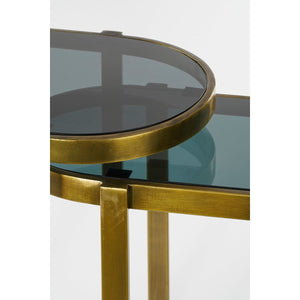Set van 2 Bijzettafels – Glas & Goud Metaal – Luxe Ronde Vormen