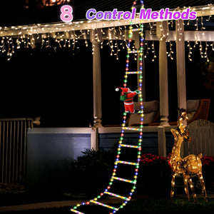 LED Kerstverlichting Santa met Ladder – USB Aangedreven Klimmende Kerstman voor Binnen & Buiten – Multicolor LED Lichtslinger voor Raam, Balkon en Tuin