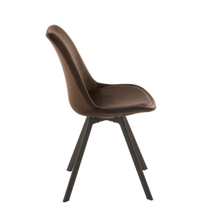 J-Line Stoel Helene Bruin – Metaal & Textiel – Slanke Eetkamerstoel met Comfort