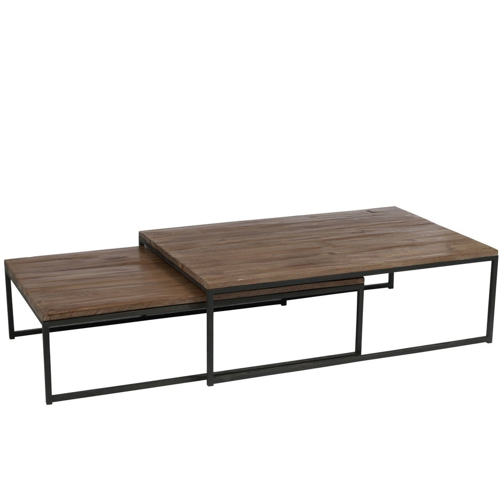 J-Line Salontafel – Hout & Metaal – Bruin/Zwart – Set van 2 – 120×80×38,5 cm