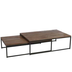 J-Line Salontafel – Hout & Metaal – Bruin/Zwart – Set van 2 – 120×80×38,5 cm