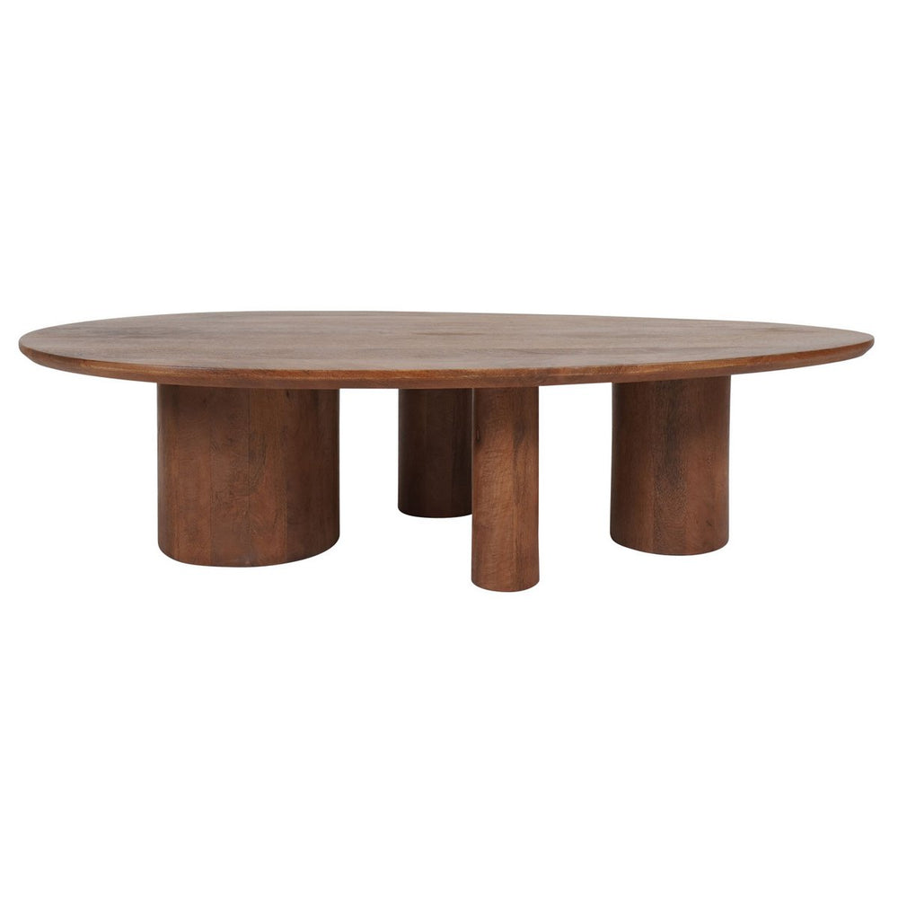 Salontafel Amir – 140×80 cm – Mangohout – Ovale tafel met robuuste ronde poten