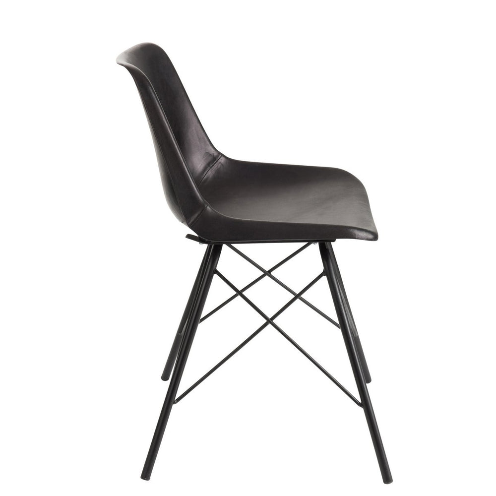 J-Line Set van 2 Eetkamerstoelen Loft – Kunstleer & Metaal – Zwart