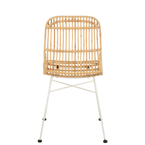 J-Line Stoel Ema – Rotan & Metaal – Naturel/Wit