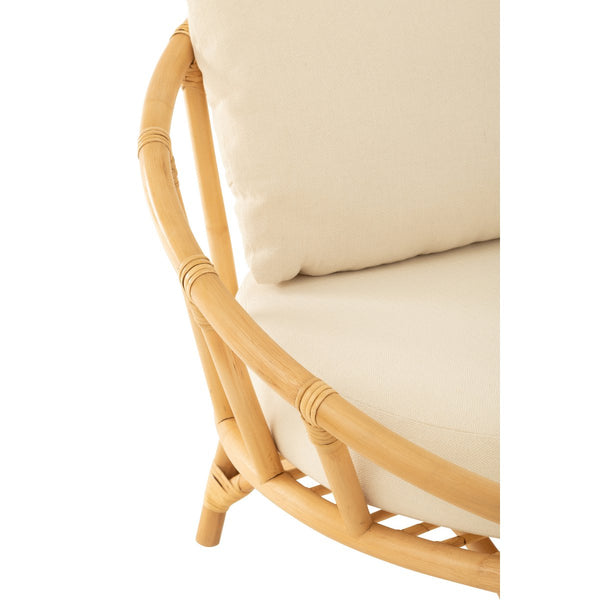 J-Line Stoel Met Kussen Naturel – Rotan – Loungefauteuil in Wit & Bruin