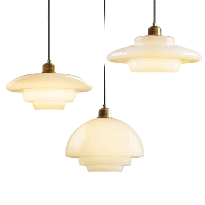Minimalistische Hanglamp van Wit Glas – Elegante Plafondlamp in Mid-Century Stijl voor Moderne Interieurs