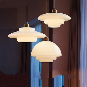 Minimalistische Hanglamp Wit Glas – Retro Elegante Plafondlamp voor Woonkamer & Eetkamer