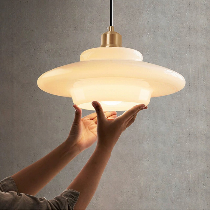 Minimalistische Hanglamp Wit Glas – Retro Elegante Plafondlamp voor Woonkamer & Eetkamer