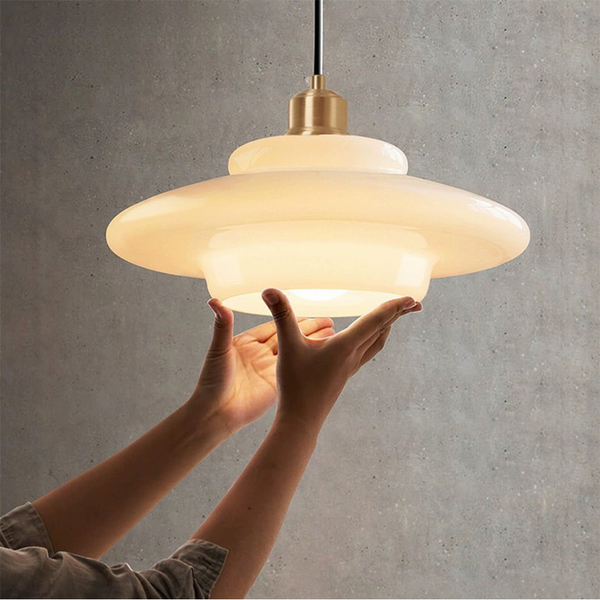 Minimalistische Hanglamp Wit Glas – Retro Elegante Plafondlamp voor Woonkamer & Eetkamer