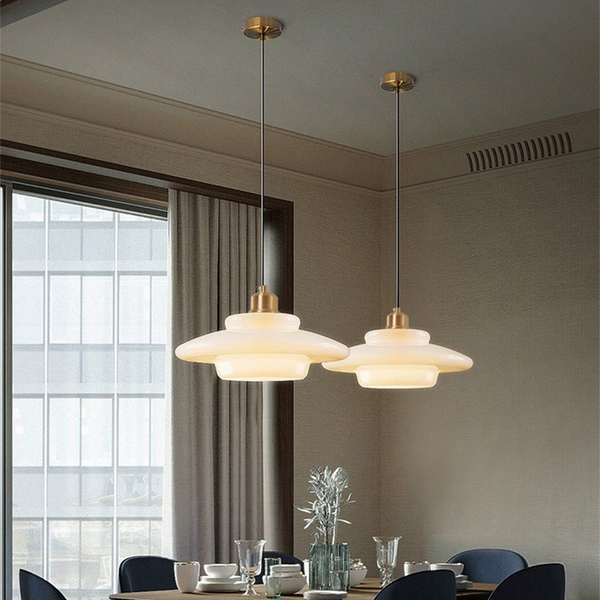 Minimalistische Hanglamp Wit Glas – Retro Elegante Plafondlamp voor Woonkamer & Eetkamer