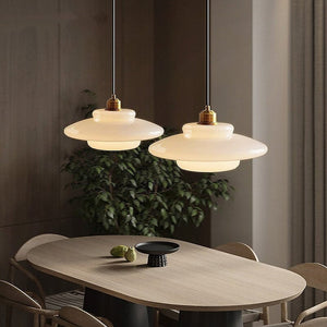 Minimalistische Hanglamp Wit Glas – Retro Elegante Plafondlamp voor Woonkamer & Eetkamer
