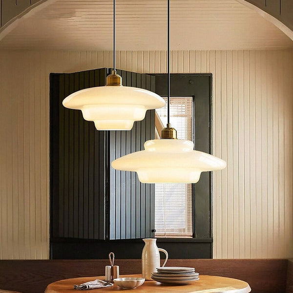 Minimalistische Hanglamp Wit Glas – Retro Elegante Plafondlamp voor Woonkamer & Eetkamer