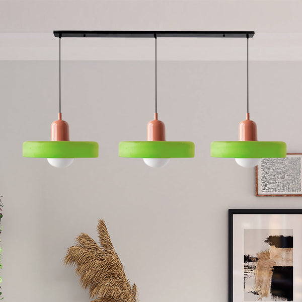 TrioGlow Hanglamp – Stijlvolle Drie Gekleurde Glazen Kappen voor Moderne Verlichting