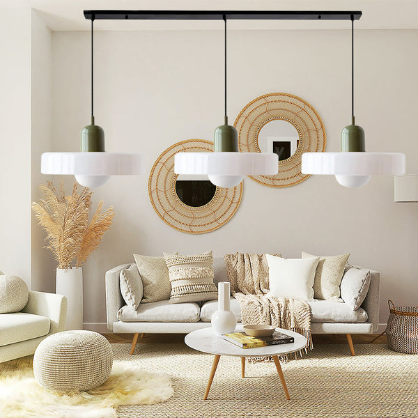 TrioGlow Hanglamp – Stijlvolle Drie Gekleurde Glazen Kappen voor Moderne Verlichting