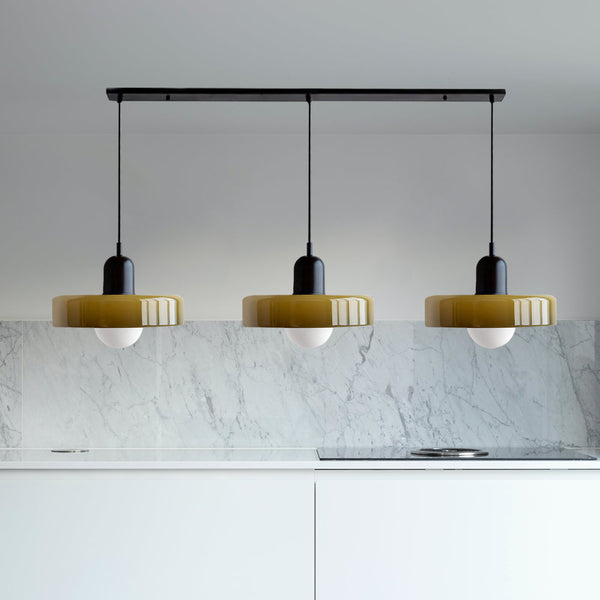 TrioGlow Hanglamp – Stijlvolle Drie Gekleurde Glazen Kappen voor Moderne Verlichting