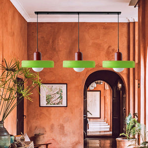 TrioGlow Hanglamp – Stijlvolle Drie Gekleurde Glazen Kappen voor Moderne Verlichting