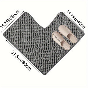 Evelyn L-vormige Antislip Badmat – Zachte Pluche Badkamerkleed voor Veiligheid & Comfort
