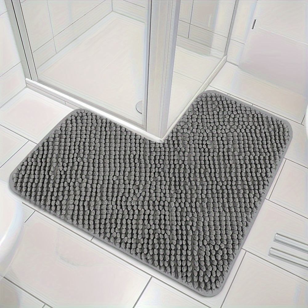 Evelyn L-vormige Antislip Badmat – Zachte Pluche Badkamerkleed voor Veiligheid & Comfort