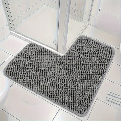 Evelyn L-vormige Antislip Badmat – Zachte Pluche Badkamerkleed voor Veiligheid & Comfort