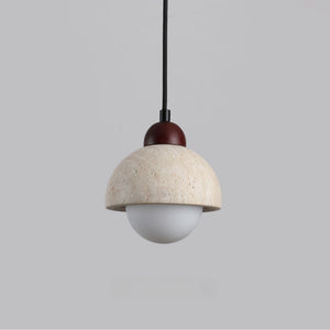 Elegante Houten en Natuurmarmeren Hanglamp – Minimalistische Woonverlichting