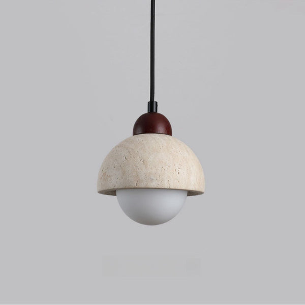 Elegante Houten en Natuurmarmeren Hanglamp – Minimalistische Woonverlichting