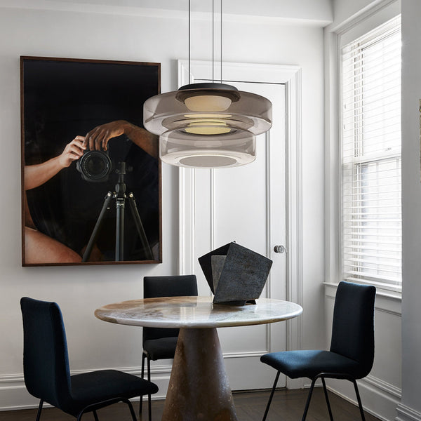 Gelaagde Glas Hanglamp – Modern Halo Ontwerp voor Stijlvolle Interieurs