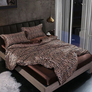 Luxe 4-delige Zijde Satijn Beddenset met Dekbedovertrek, Hoeslaken & Kussenslopen