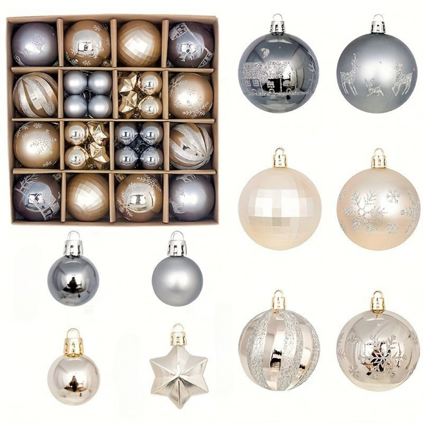 Kerstboomversiering Set – 24-delige kerstballen set met glanzende, matte en glinsterende afwerkingen – Ideaal voor kerstboom, krans en feestdecoratie