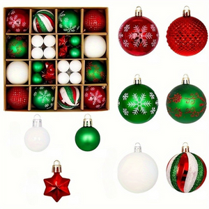 Kerstboomversiering Set – 24-delige kerstballen set met glanzende, matte en glinsterende afwerkingen – Ideaal voor kerstboom, krans en feestdecoratie