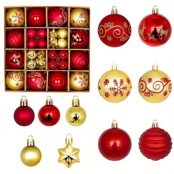Kerstboomversiering Set – 24-delige kerstballen set met glanzende, matte en glinsterende afwerkingen – Ideaal voor kerstboom, krans en feestdecoratie