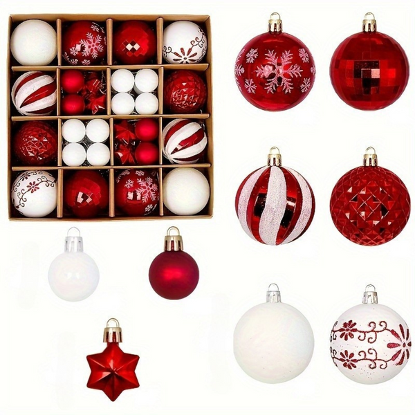 Kerstboomversiering Set – 24-delige kerstballen set met glanzende, matte en glinsterende afwerkingen – Ideaal voor kerstboom, krans en feestdecoratie