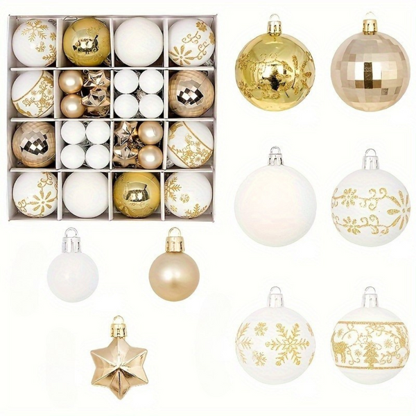 Kerstboomversiering Set – 24-delige kerstballen set met glanzende, matte en glinsterende afwerkingen – Ideaal voor kerstboom, krans en feestdecoratie