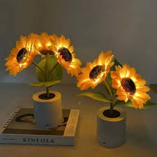 Sprankelende Zonnebloem LED Tafellamp – Gezellige Sfeerverlichting & Woondecoratie